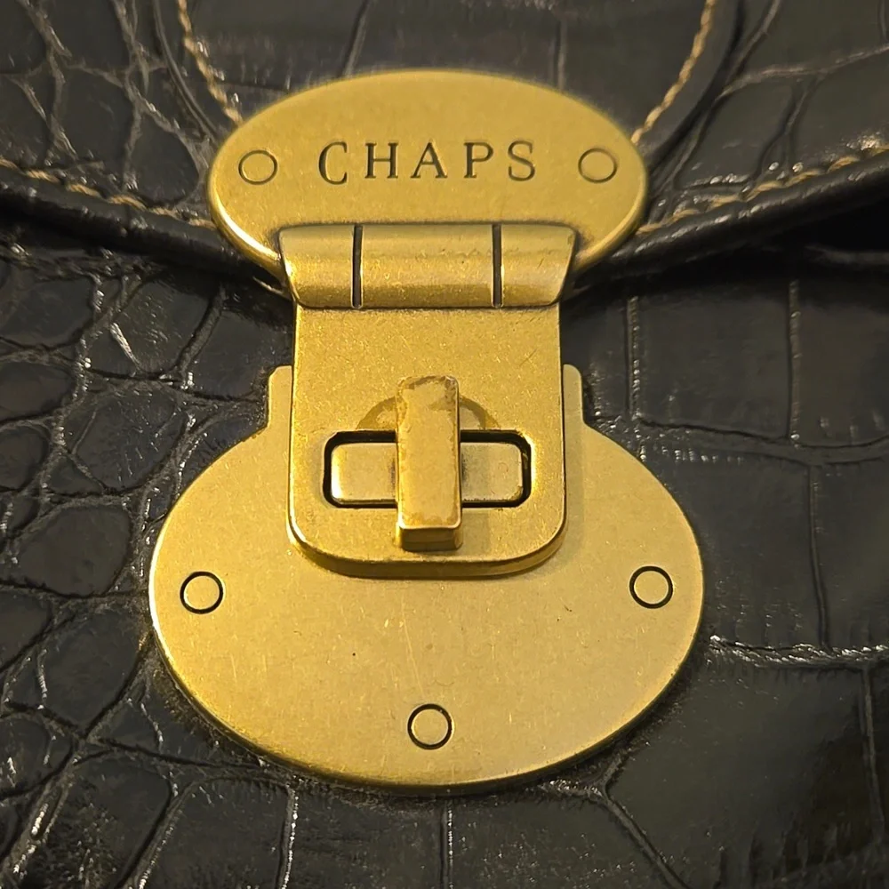 Chaps Black Purse With Gold Hardware - Picture 9 of 9